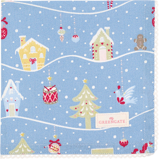 GreenGate Stoffserviette with Lace Laura Christmas Dusty Blue