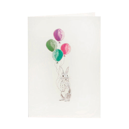 Klappkarte Geburtstag Hase mit Luftballons