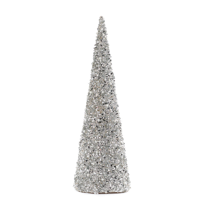 Pinienbaum mit Perlen in Silber 43cm